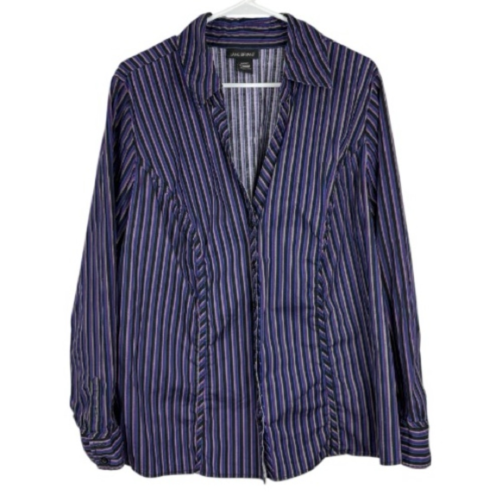 Lane Bryant Purple & Black Striped Top 97% Cotton Y2K office siren size 22/24